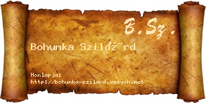 Bohunka Szilárd névjegykártya